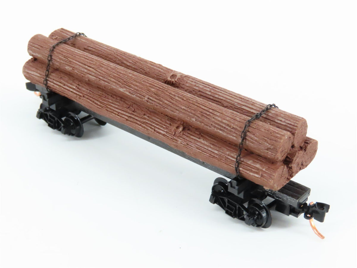 N Scale Micro-Trains MTL 113010 Unlettered 40&#39; Skeleton Log Car w/ Load