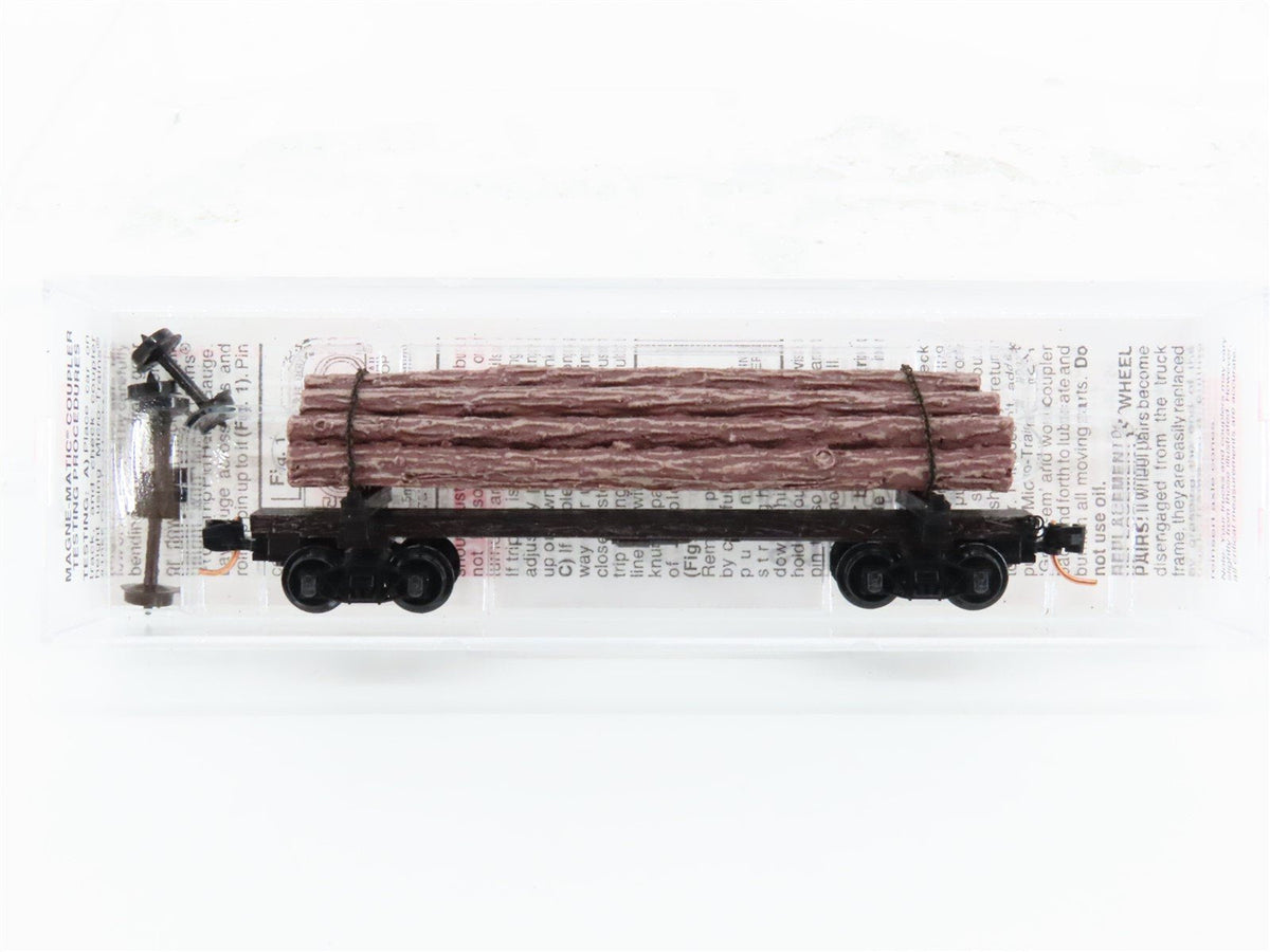 N Scale Micro-Trains MTL 113020 Unlettered 40&#39; Skeleton Log Car w/ Load #2