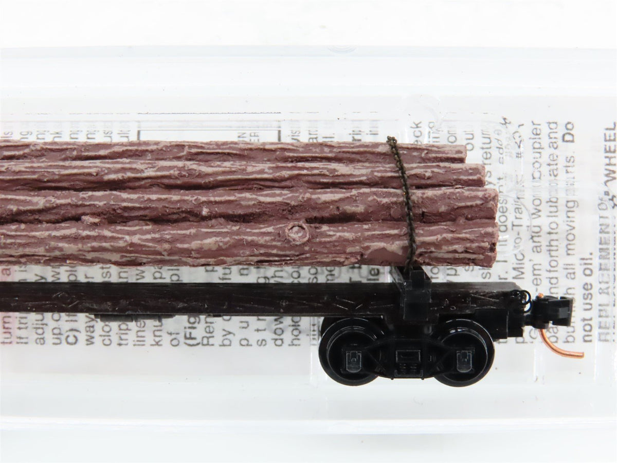 N Scale Micro-Trains MTL 113020 Unlettered 40&#39; Skeleton Log Car w/ Load #2