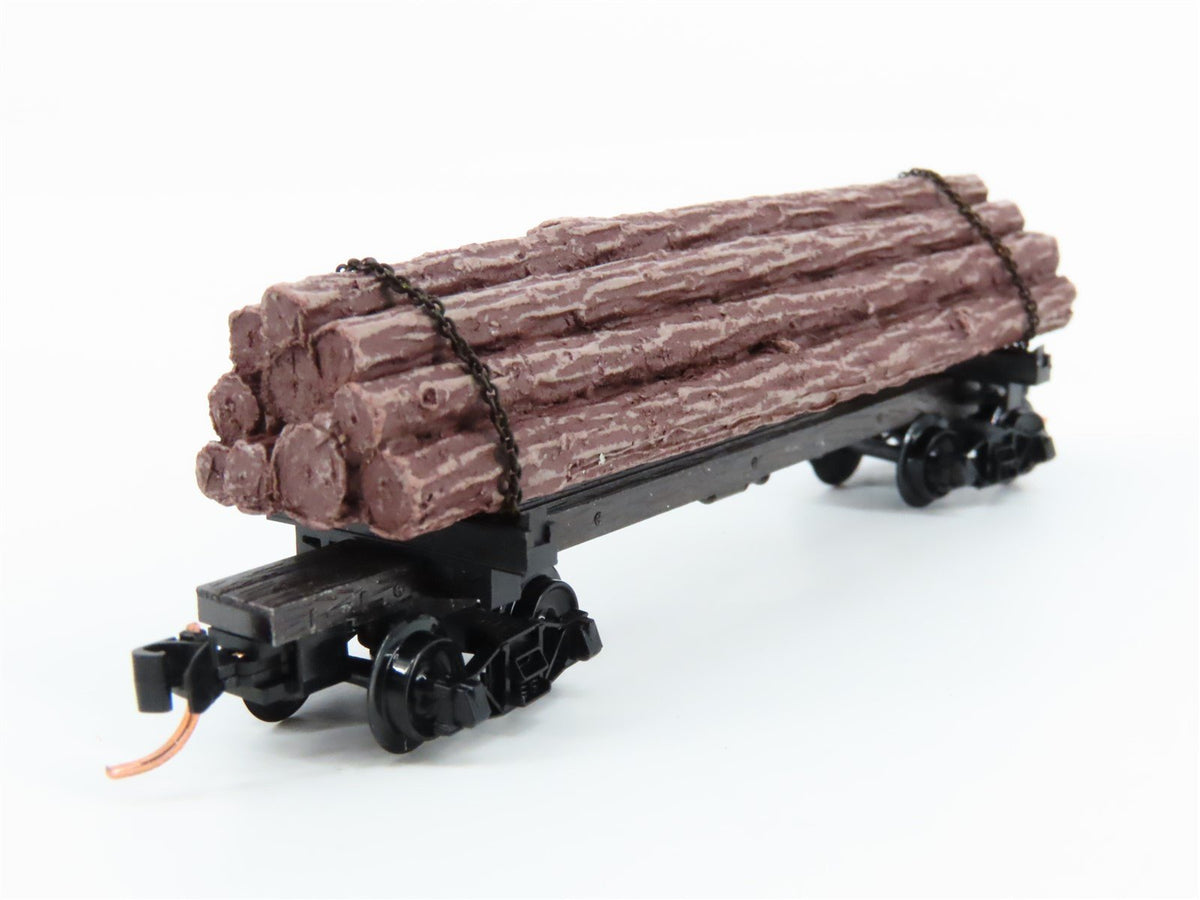 N Scale Micro-Trains MTL 113020 Unlettered 40&#39; Skeleton Log Car w/ Load #2