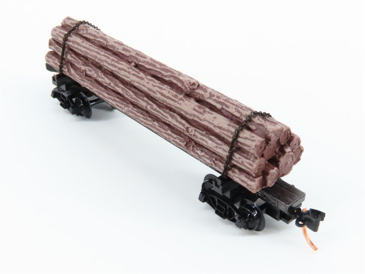 N Scale Micro-Trains MTL 113020 Unlettered 40&#39; Skeleton Log Car w/ Load #2