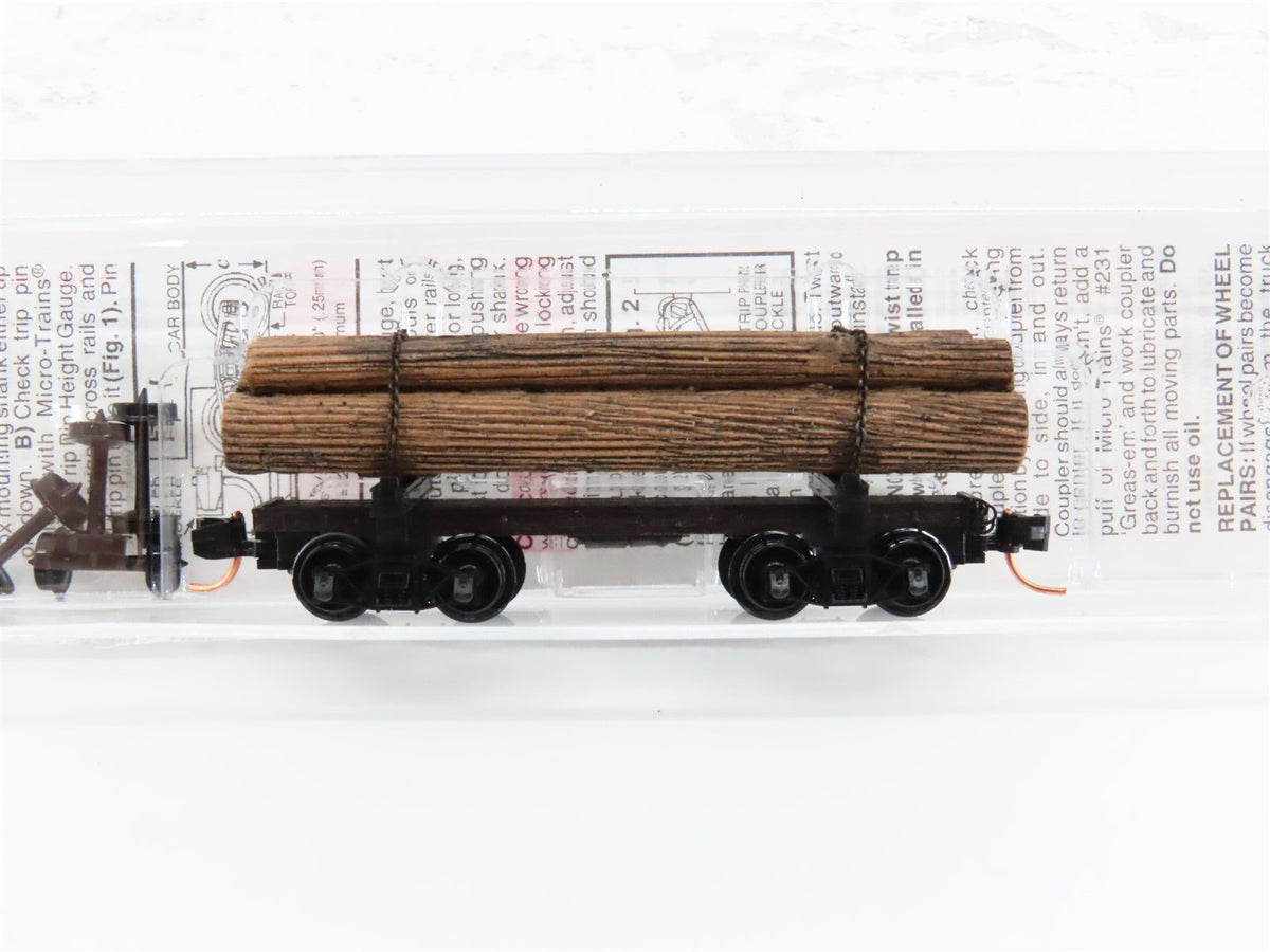 N Scale Micro-Trains MTL 113510 Unlettered 30&#39; Skeleton Log Car w/ Load #4