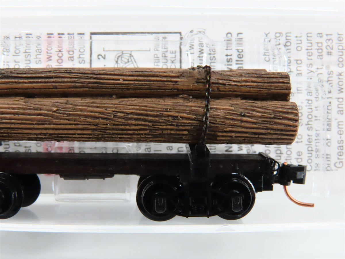 N Scale Micro-Trains MTL 113510 Unlettered 30&#39; Skeleton Log Car w/ Load #4