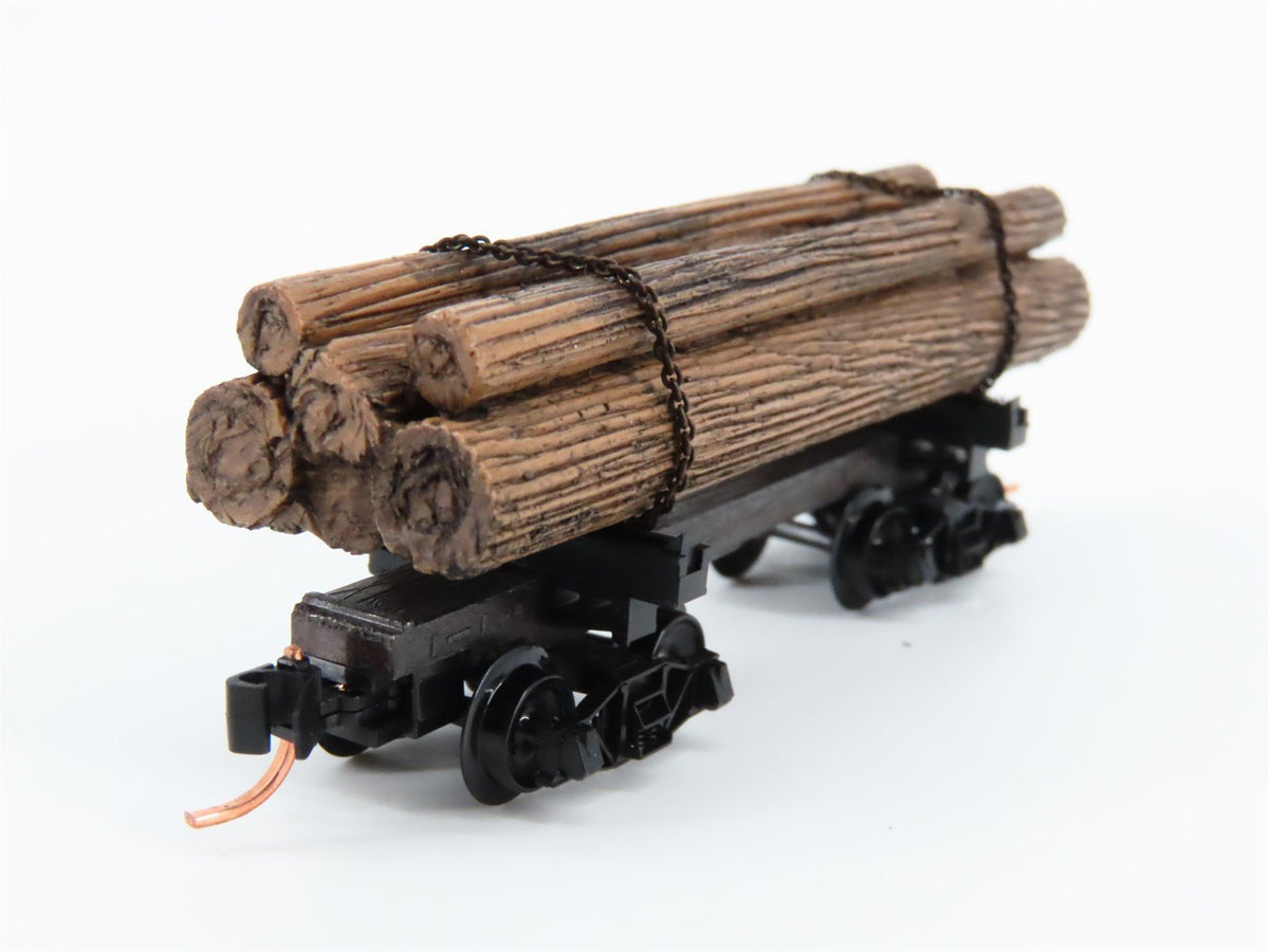 N Scale Micro-Trains MTL 113510 Unlettered 30&#39; Skeleton Log Car w/ Load #4