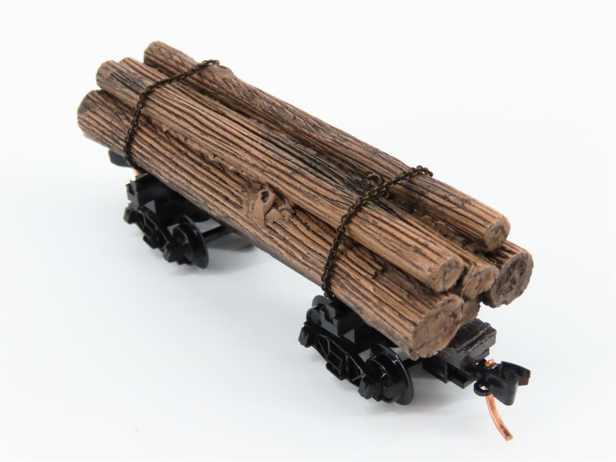 N Scale Micro-Trains MTL 113510 Unlettered 30&#39; Skeleton Log Car w/ Load #4