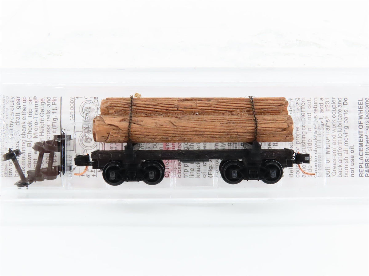 N Scale Micro-Trains MTL 113520 Unlettered 30&#39; Skeleton Log Car w/ Load #5