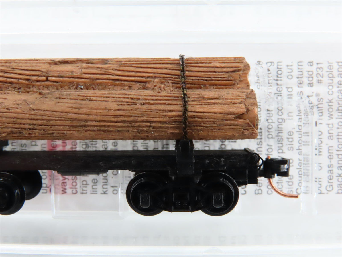 N Scale Micro-Trains MTL 113520 Unlettered 30&#39; Skeleton Log Car w/ Load #5