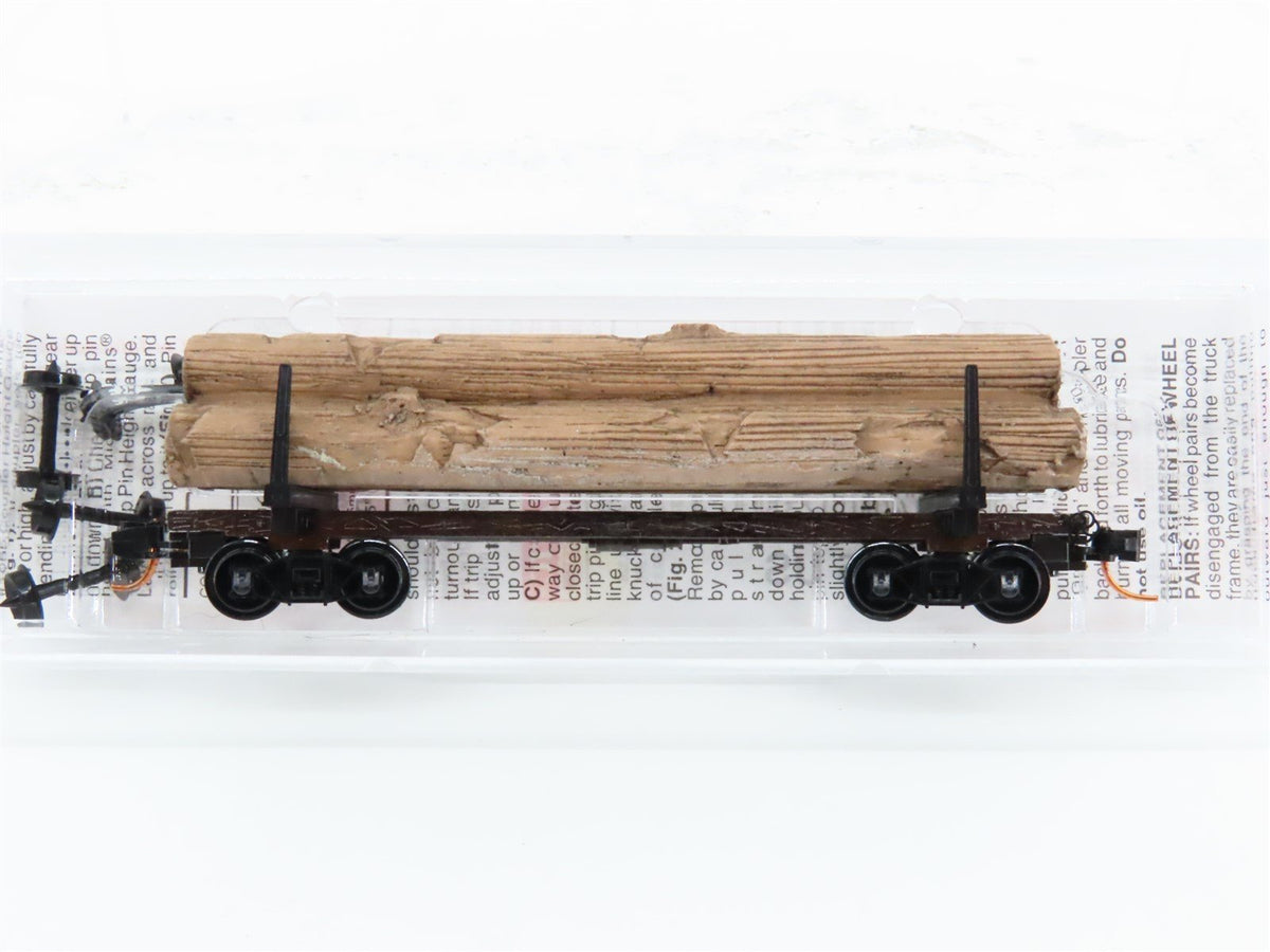 N Micro-Trains MTL 11400040 Unlettered 40&#39; Modern Log Car w/ Uprights &amp; Load