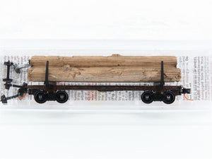 N Micro-Trains MTL 11400040 Unlettered 40' Modern Log Car w/ Uprights & Load