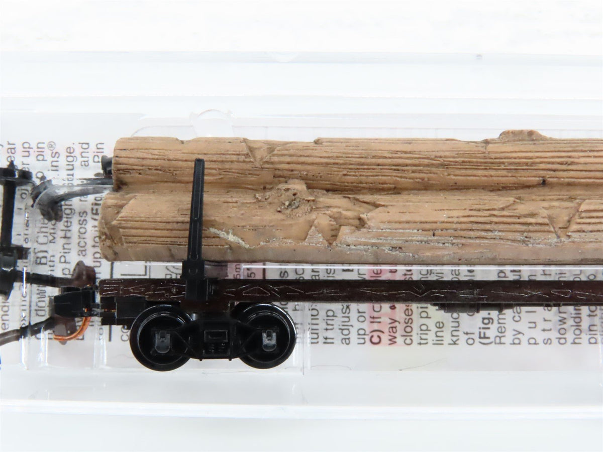 N Micro-Trains MTL 11400040 Unlettered 40&#39; Modern Log Car w/ Uprights &amp; Load