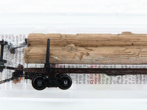 N Micro-Trains MTL 11400040 Unlettered 40' Modern Log Car w/ Uprights & Load