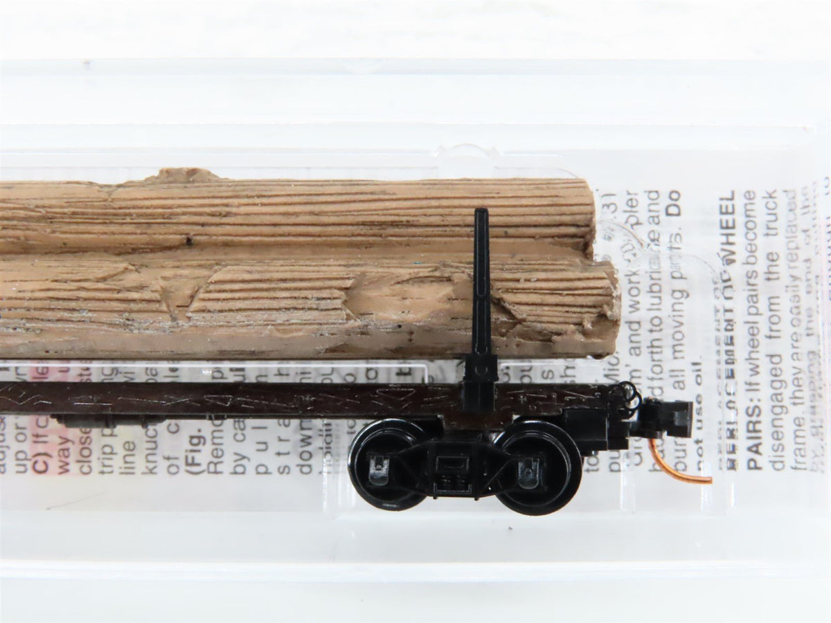 N Micro-Trains MTL 11400040 Unlettered 40&#39; Modern Log Car w/ Uprights &amp; Load