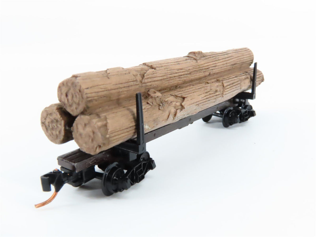 N Micro-Trains MTL 11400040 Unlettered 40&#39; Modern Log Car w/ Uprights &amp; Load