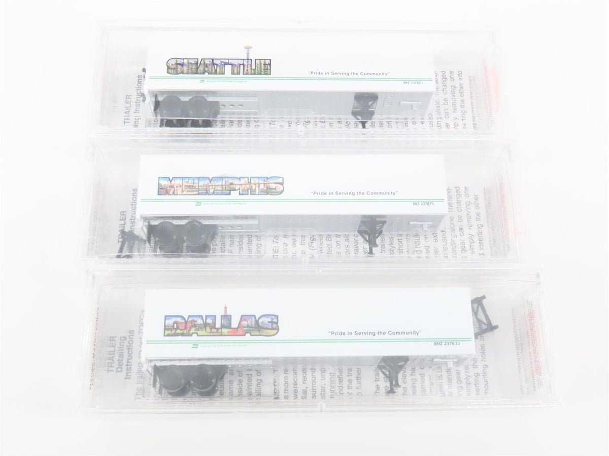 LOT of 15 N Micro-Trains MTL BN Intermodal Cities Series Trailers &amp; Containers