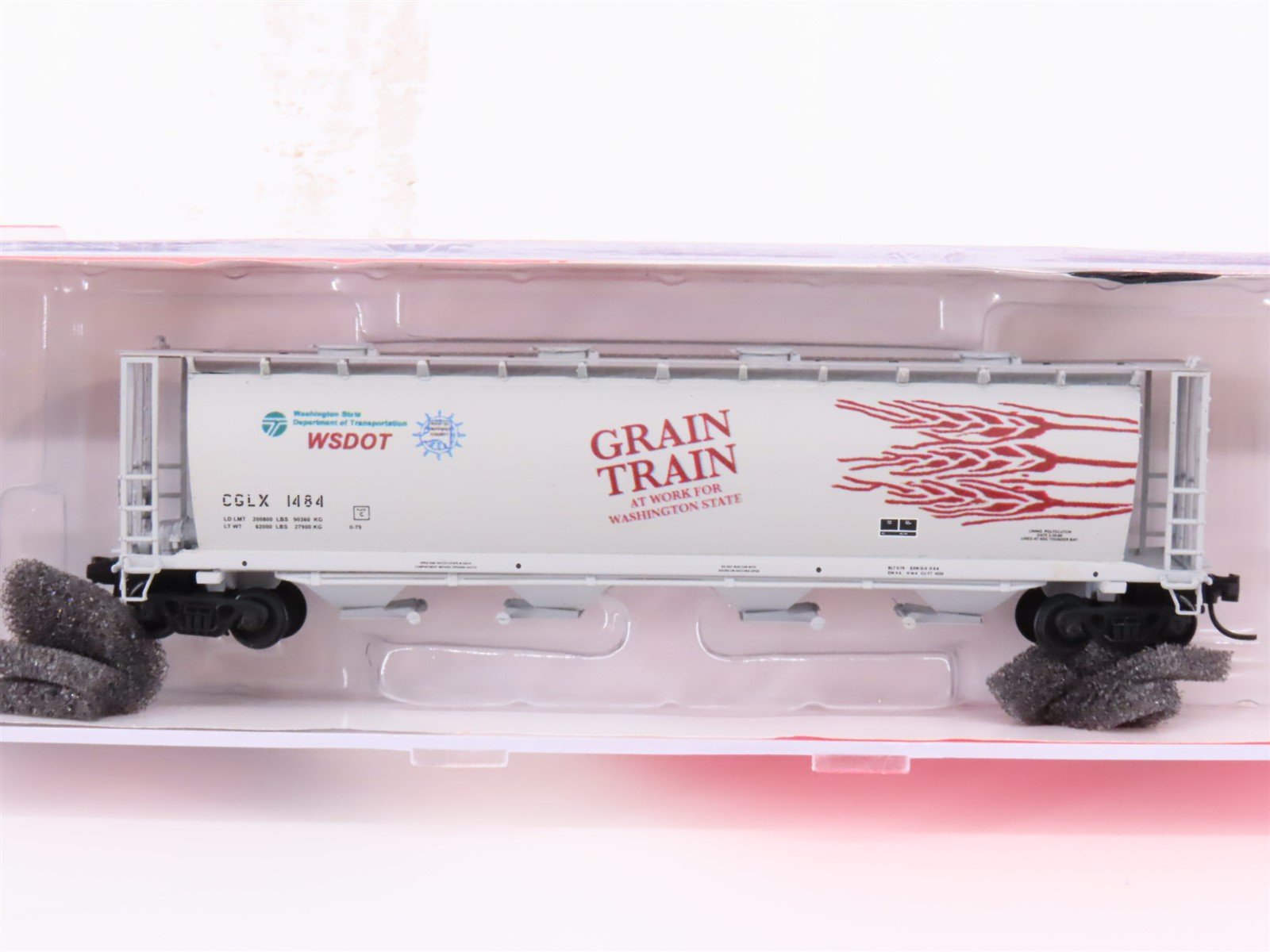 N Scale Intermountain 65218-05 CGLX WSDOT Cylindrical 4-Bay Hopper Car #1484