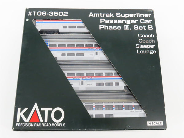 N Scale Kato 106-3502 Amtk Amtrak Phase Iii Superliner Passenger 4-car 