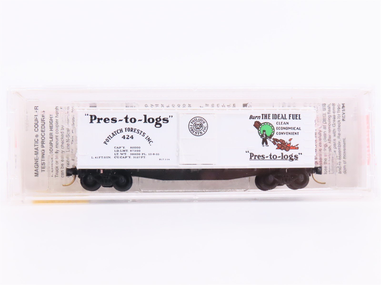 N Scale Micro-Trains MTL 42060 Potlach Forests 40' Single Door Box Car #424