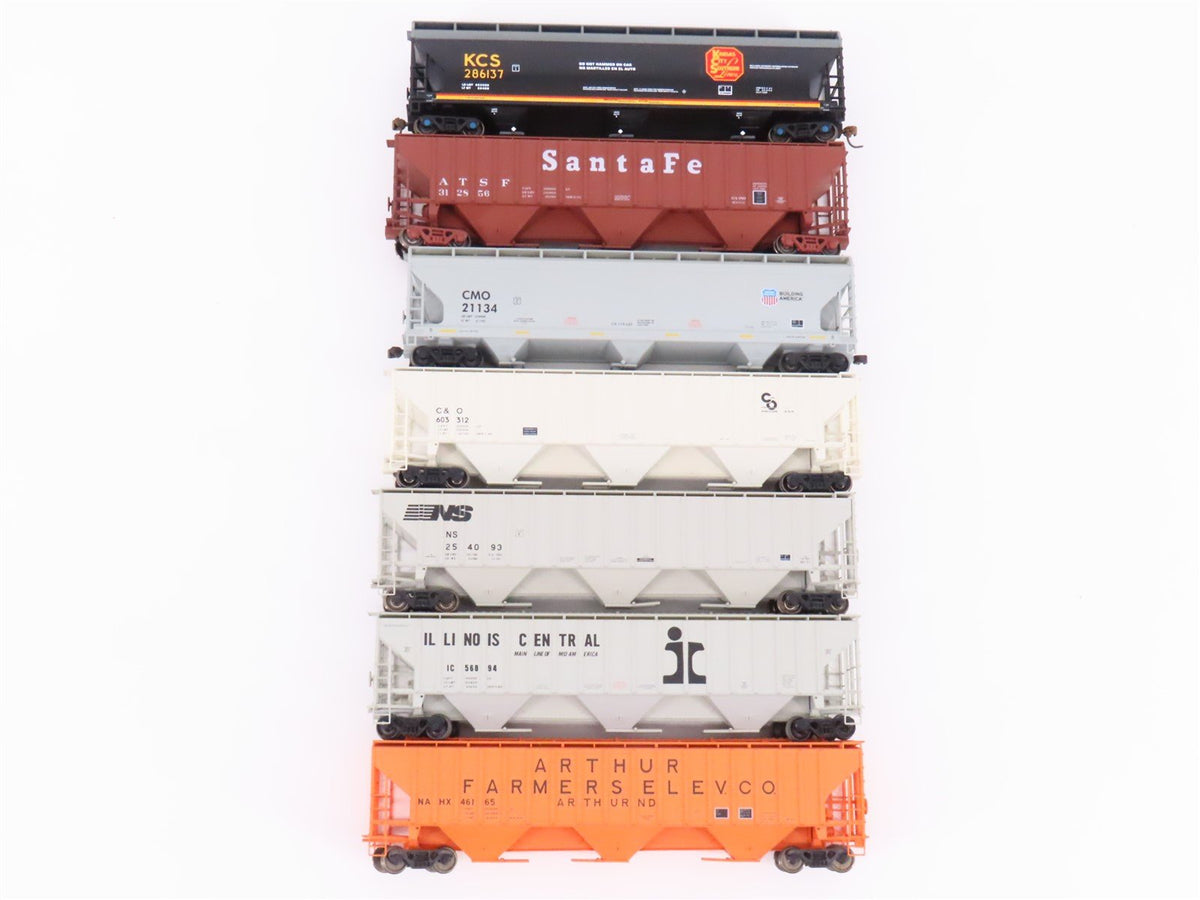 Lot of 7 HO Scale Accurail &amp; Unbranded KCS/ATSF/UP/C&amp;O/NS/IC/NAHX Hopper Cars