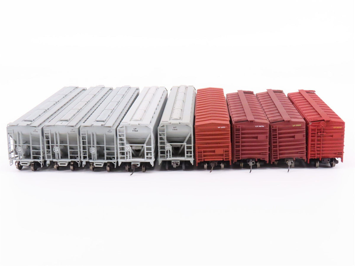 Lot of 9 HO Scale Accurail &amp; Unbranded UP Union Pacific Boxcars &amp; Hopper Cars