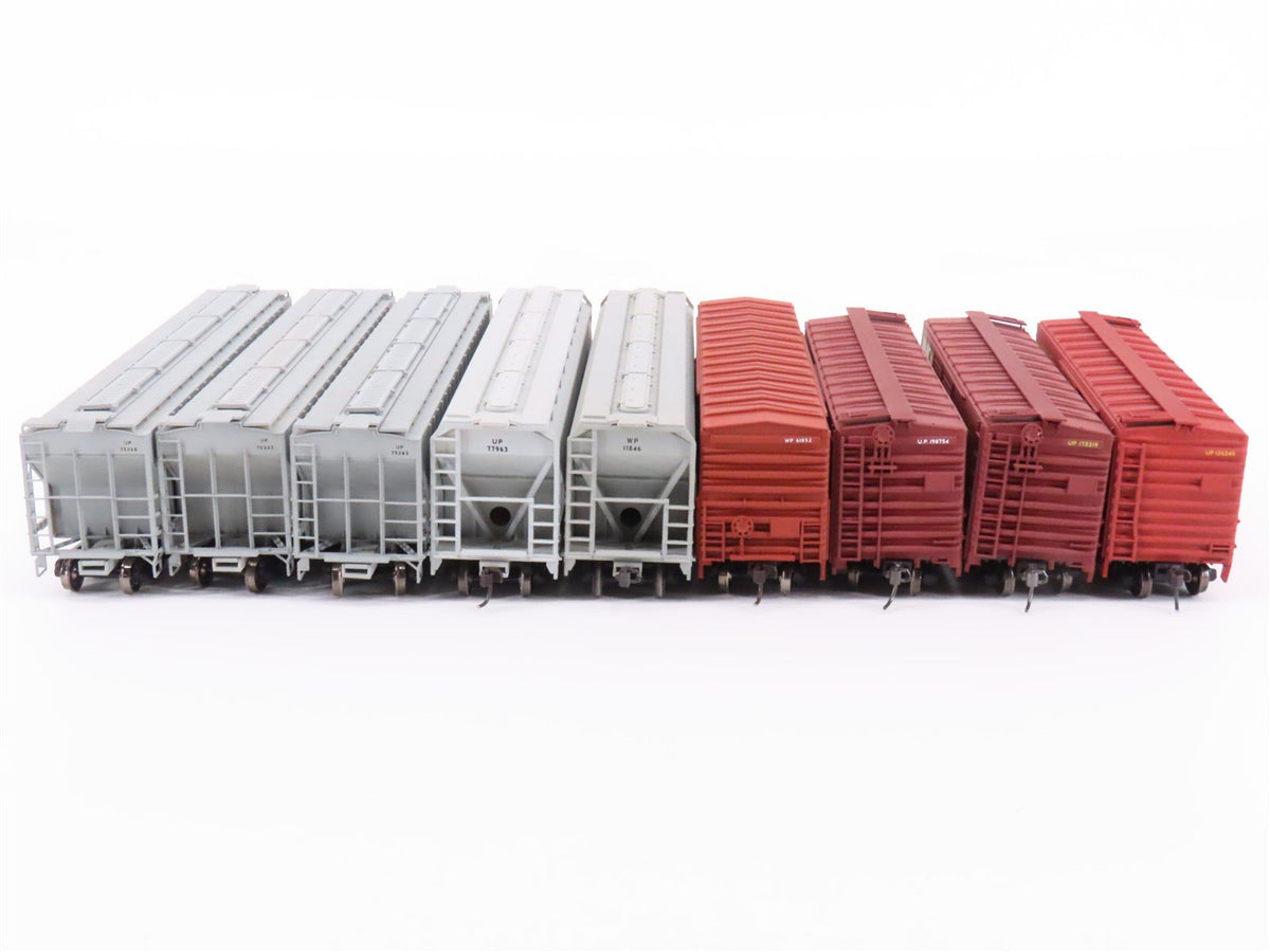 Lot of 9 HO Scale Accurail &amp; Unbranded UP Union Pacific Boxcars &amp; Hopper Cars