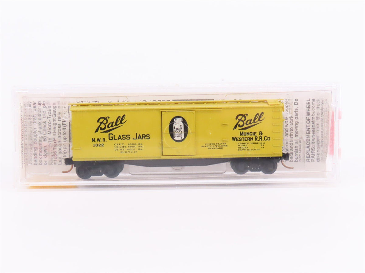 N Scale Micro-Trains MTL 42030 MWR Ball Glass Jars 40&#39; Single Door Box Car #1022