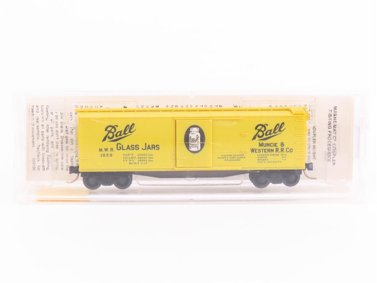 N Scale Micro-Trains MTL 42030 MWR Ball Glass Jars 40&#39; Single Door Box Car #1020