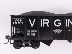 Lot of 4 HO Scale Bowser VGN Virginian 2-Bay Hopper Cars w/ Coal Loads