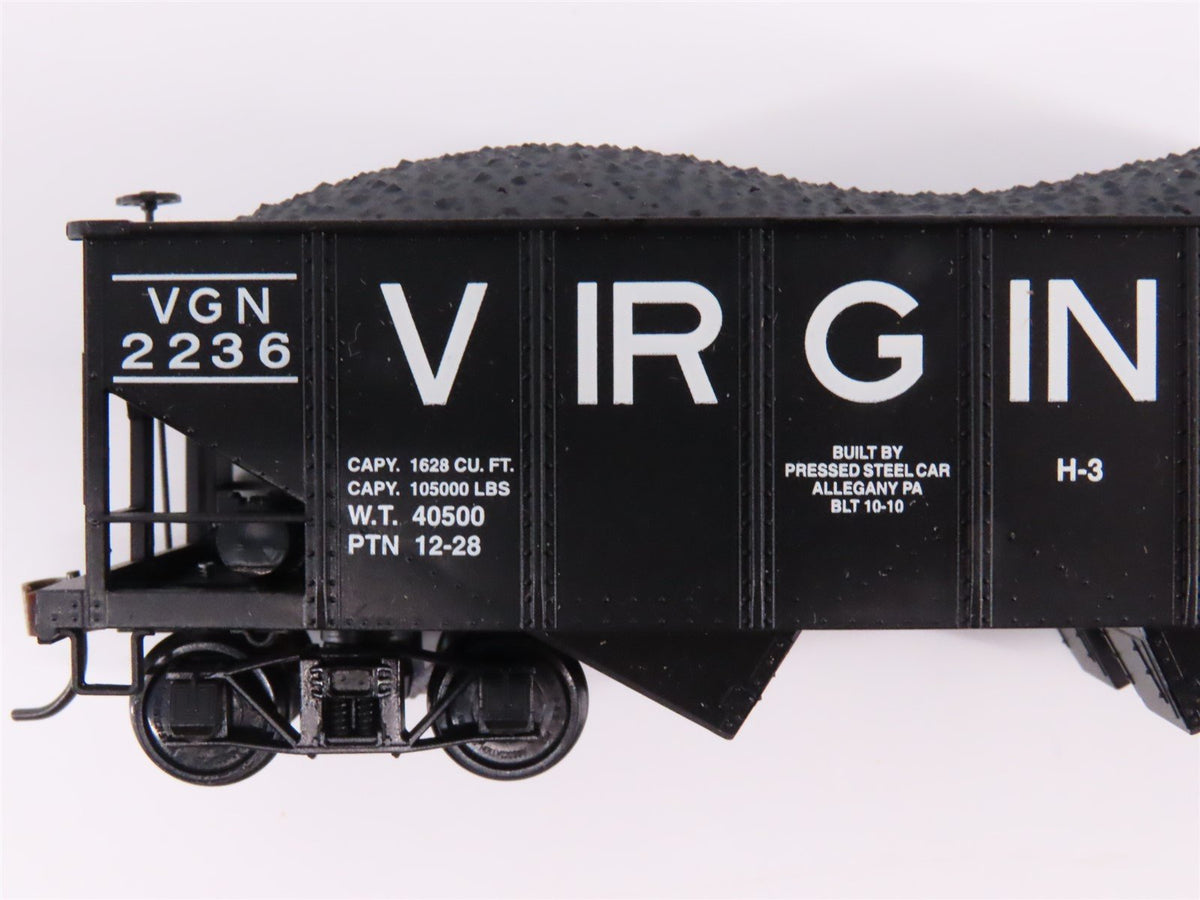 Lot of 4 HO Scale Bowser VGN Virginian 2-Bay Hopper Cars w/ Coal Loads