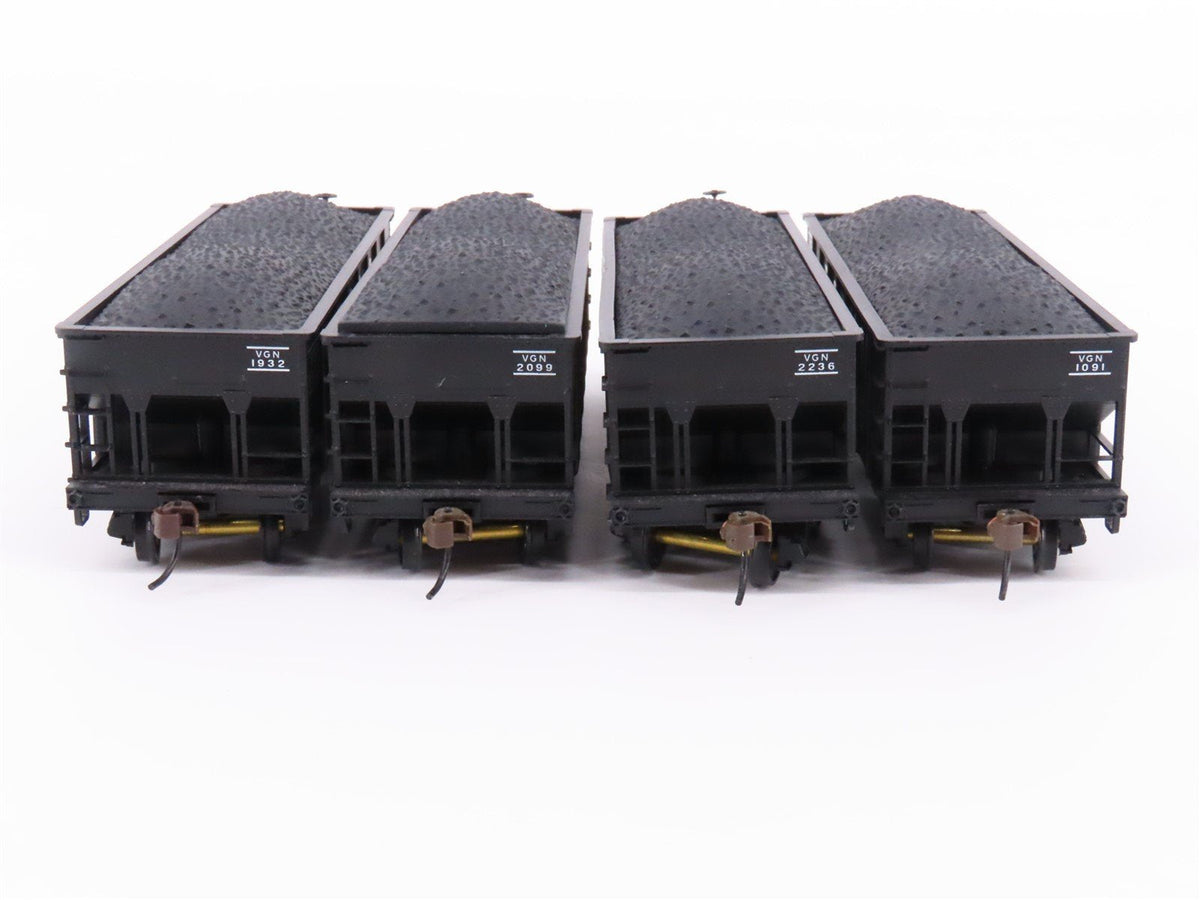 Lot of 4 HO Scale Bowser VGN Virginian 2-Bay Hopper Cars w/ Coal Loads