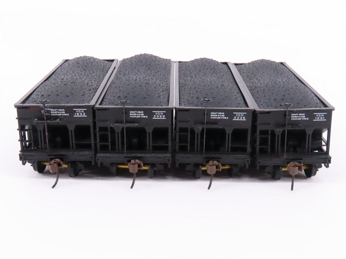 Lot of 4 HO Scale Bowser VGN Virginian 2-Bay Hopper Cars w/ Coal Loads