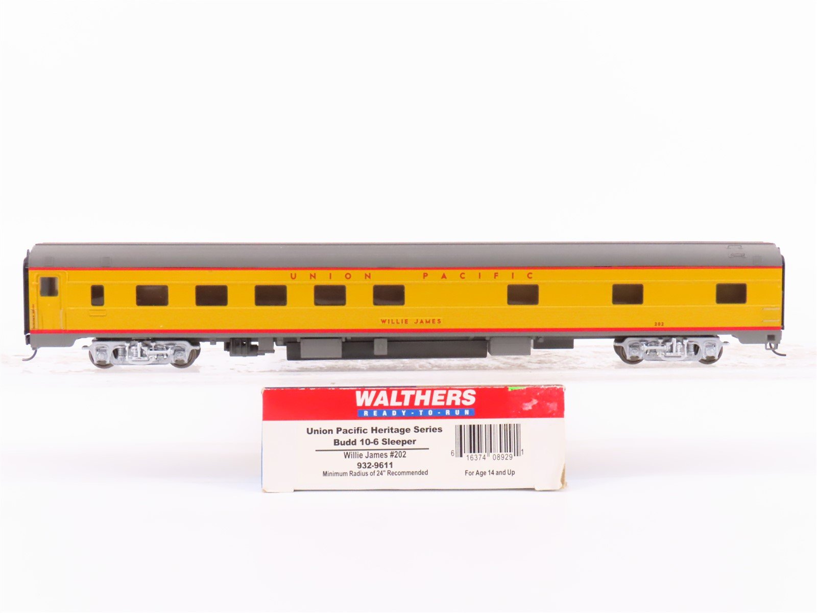 HO Walthers 932-9611 UP Union Pacific 10-6 Sleeper Passenger Car "Willie James"