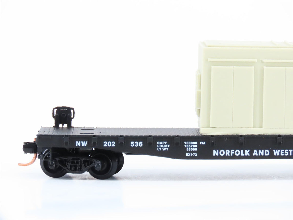 N Micro-Trains MTL 04500020 N&amp;W 50&#39; Flat Car #202536 w/ Industrial AC Unit Load