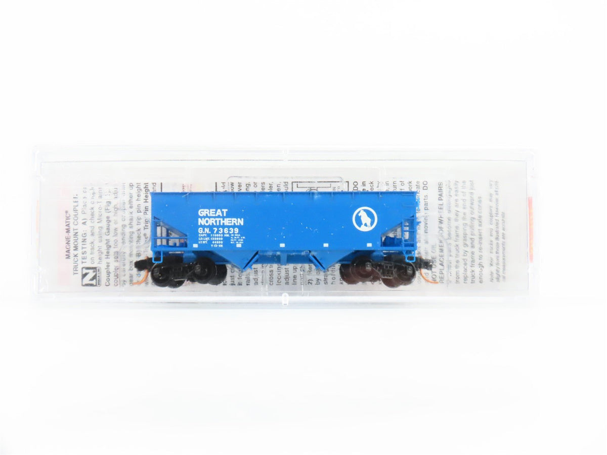 N Micro-Trains MTL 05500522 GN &quot;Big Sky Blue&quot; 2-Bay Hopper #73639 w/ Load