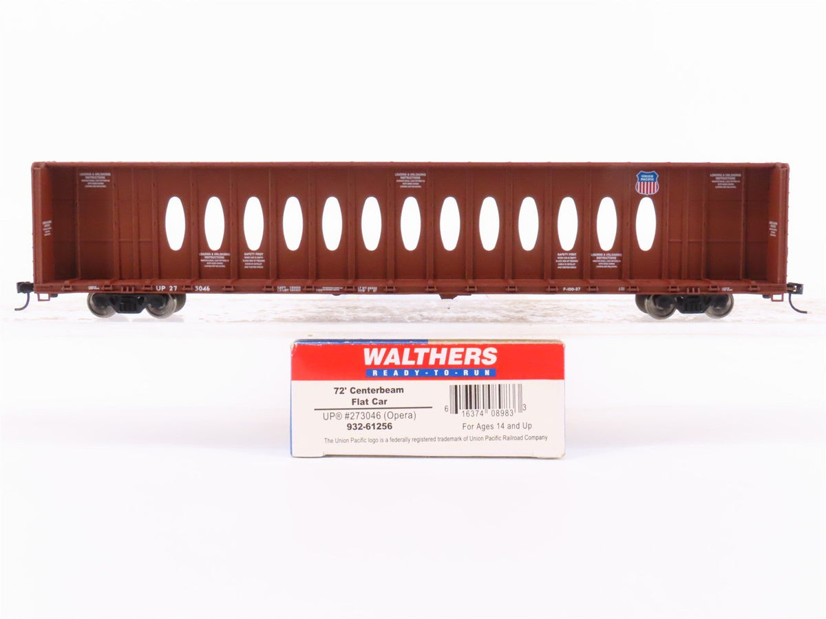 HO Scale Walthers 932-61256 UP Union Pacific 72&#39; Centerbeam Flatcar #273046