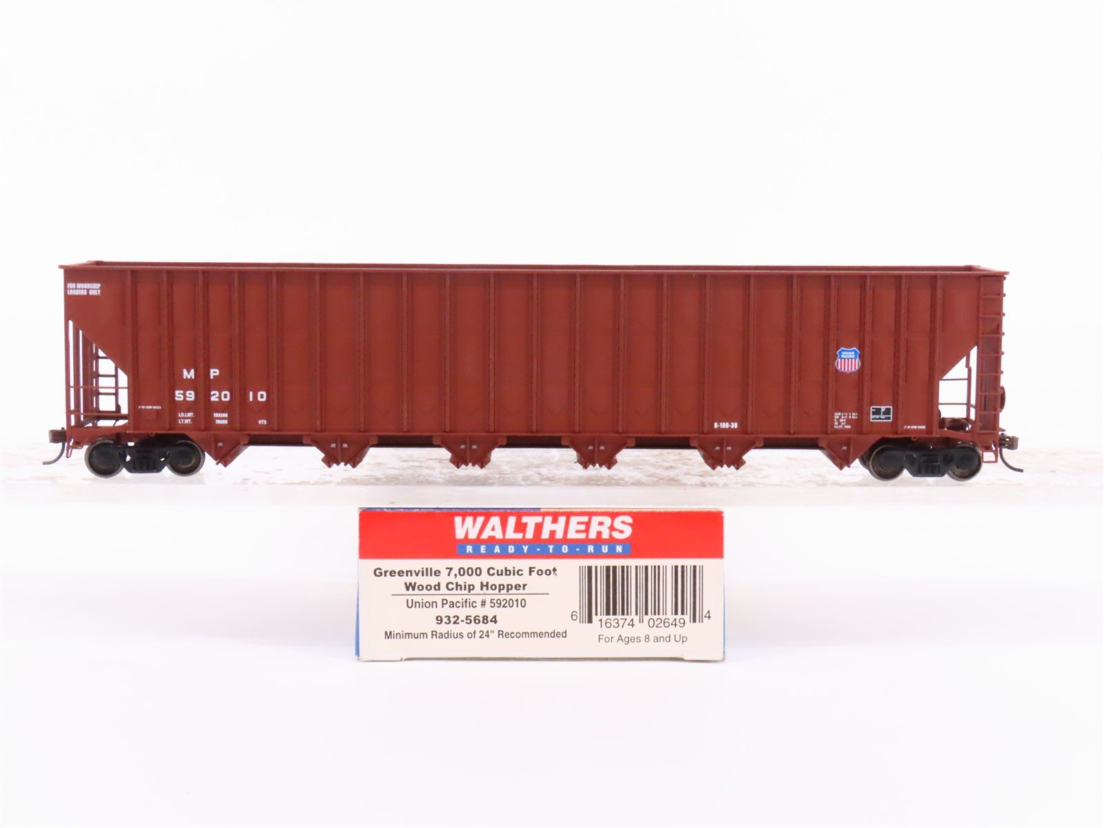 HO Scale Walthers 932-5684 MP Union Pacific Woodchip 6-Bay Hopper Car #592010