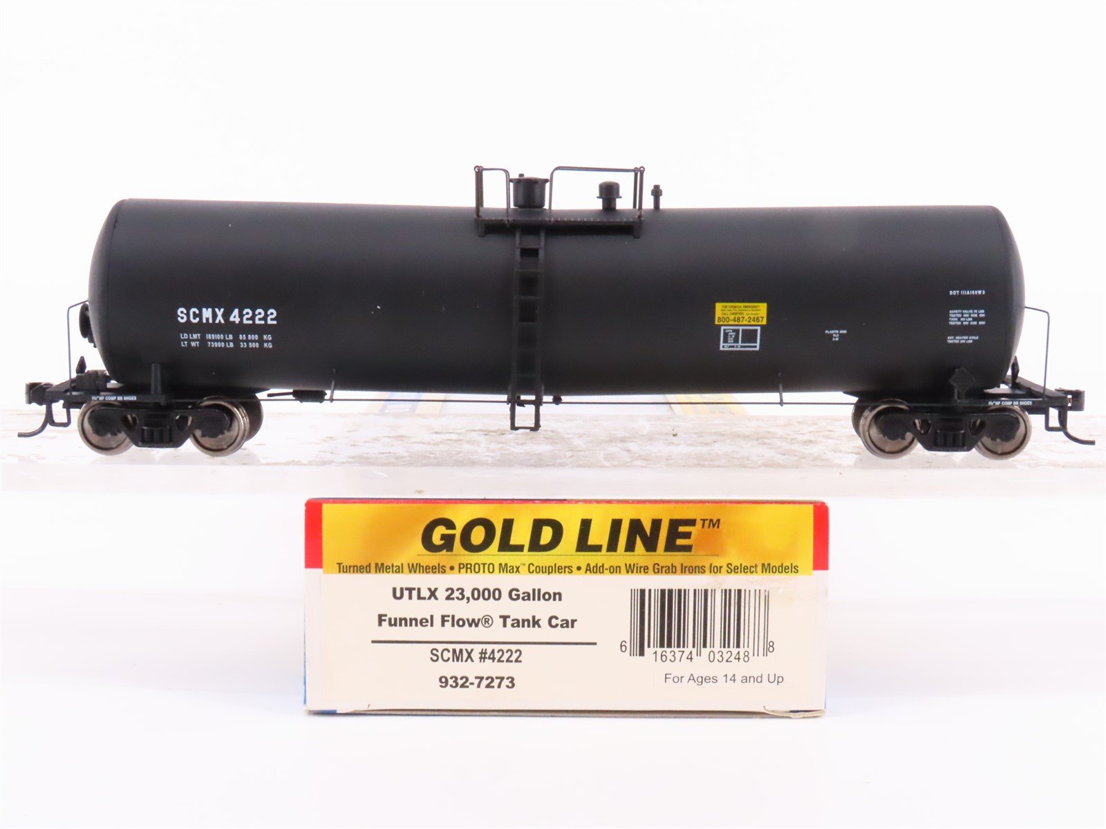 HO Scale Walthers Gold Line 932-7273 SCMX UTLX 23k Gal Funnel Flow Tankcar #4222