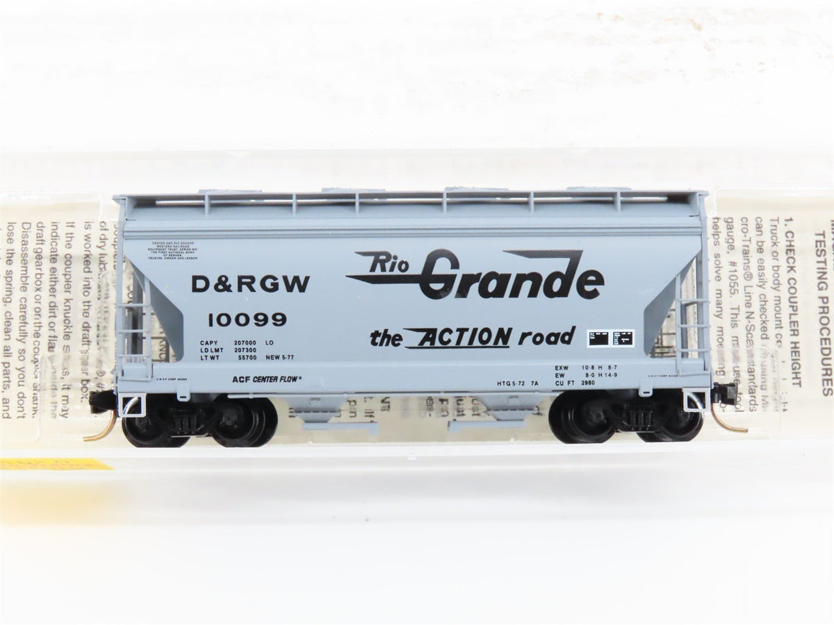 N Scale Micro-Trains MTL 92020 D&amp;RGW Rio Grande 2-Bay Covered Hopper #10099