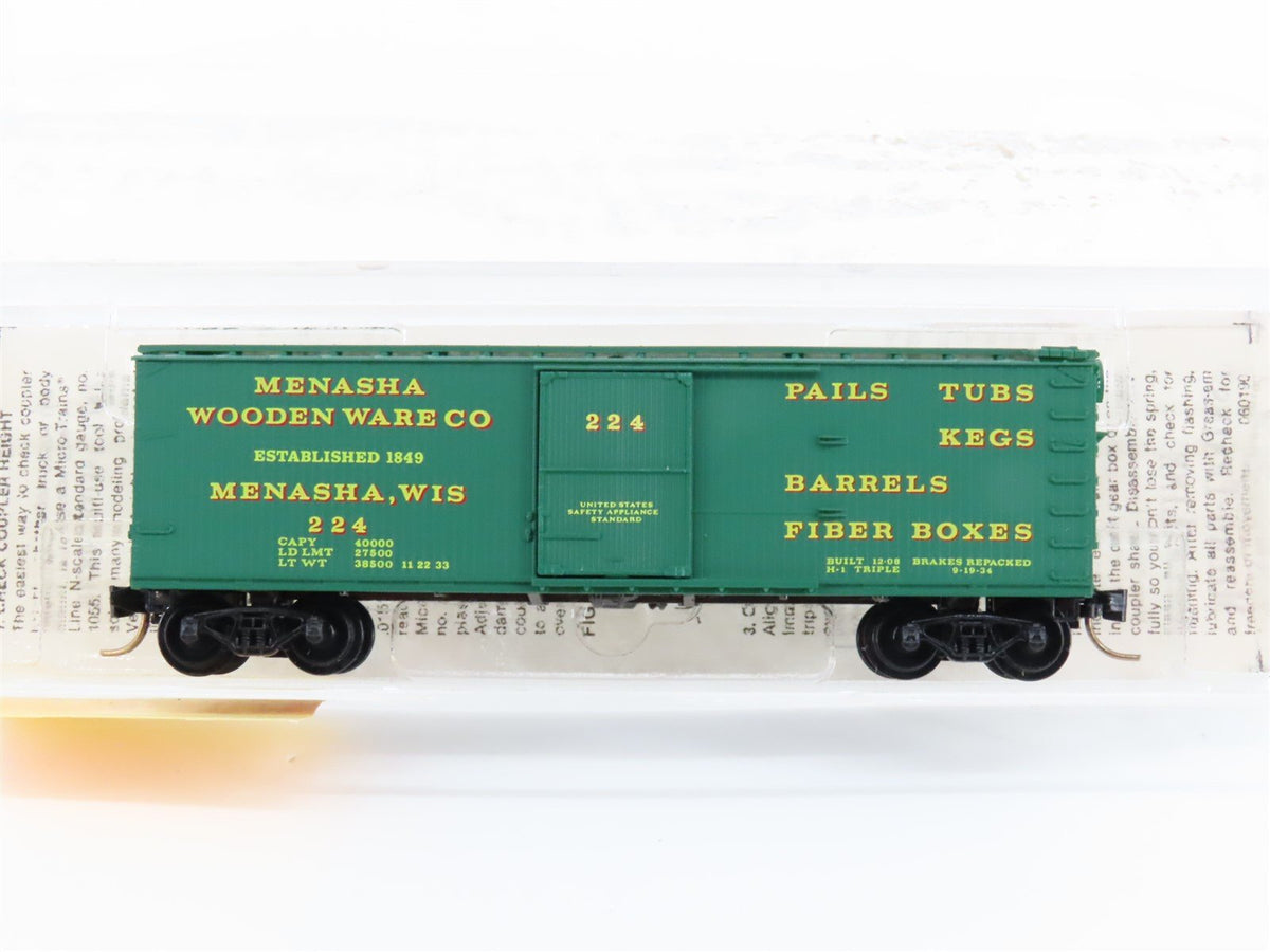 N Scale Micro-Trains Line MTL 42040 Menasha Wooden Ware 40&#39; Box Car #224