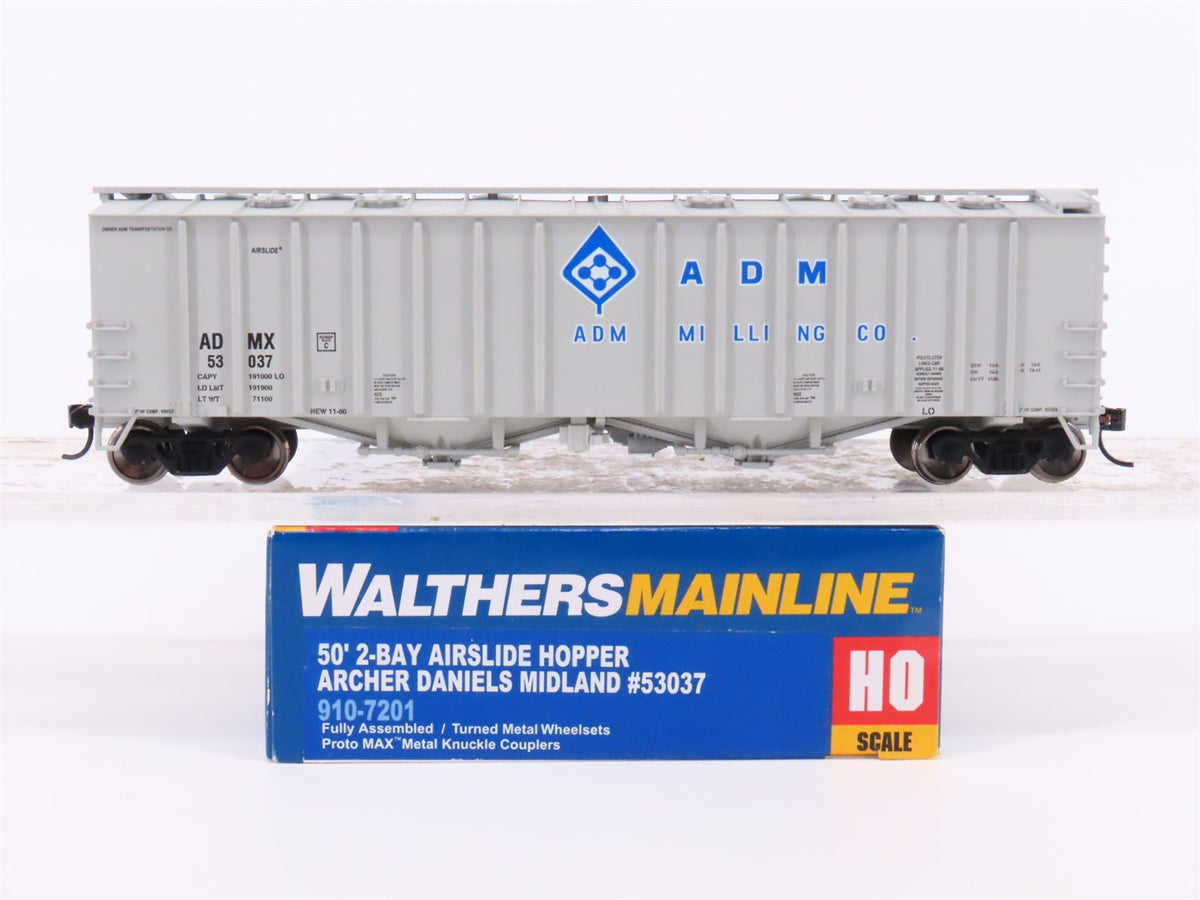 HO Walthers 910-7201 ADMX Archer Daniels Midland 50&#39; 2-Bay Hopper Car #53037