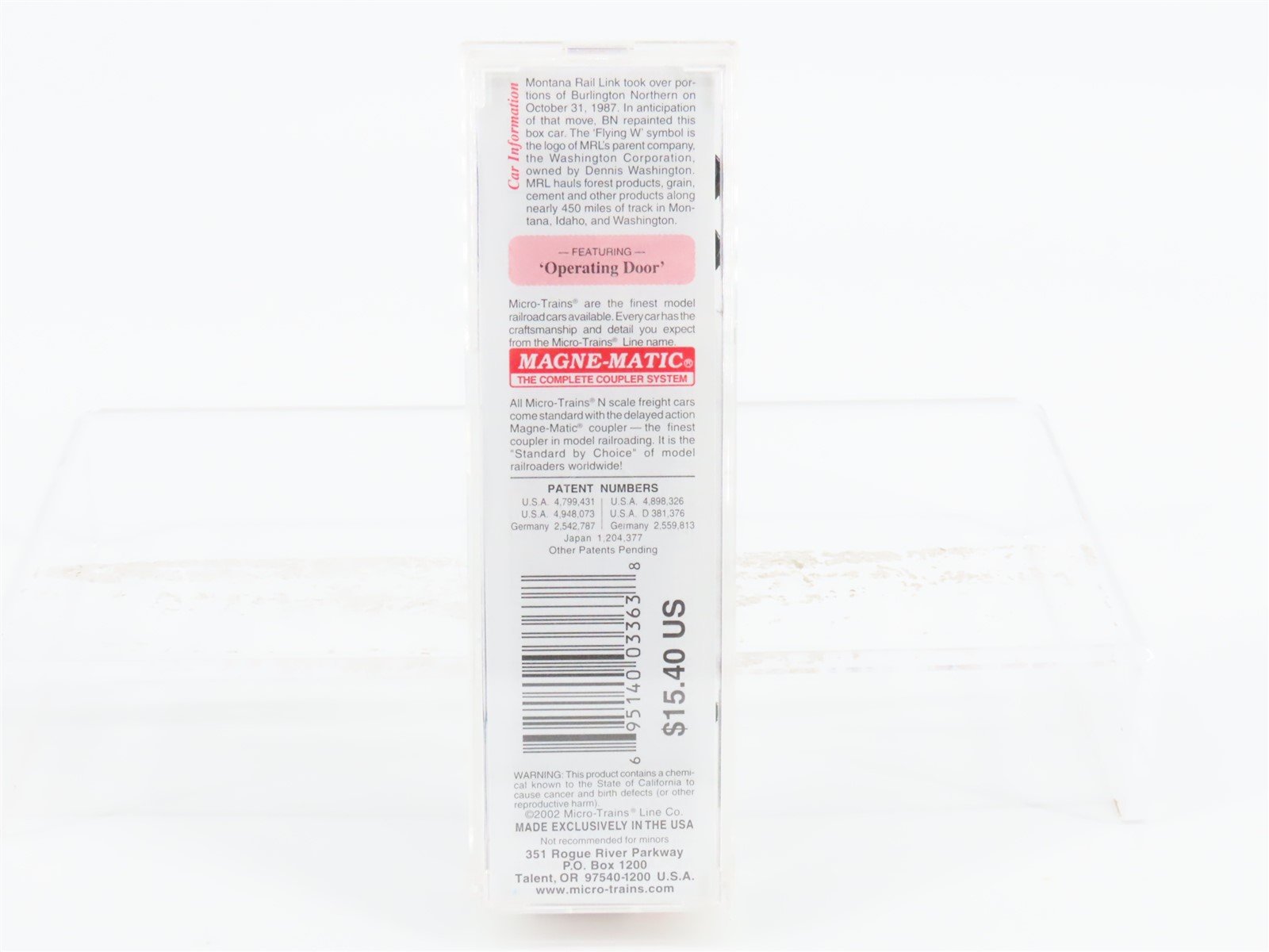 N Scale Micro-Trains Line MTL 25620 MRL Montana Rail Link 50' Box Car #20030