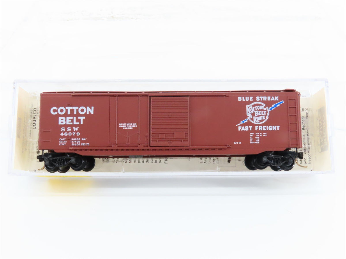 N Micro-Trains Line MTL 33060 SSW Cotton Belt &quot;Blue Streak&quot; 50&#39; Box Car #48079