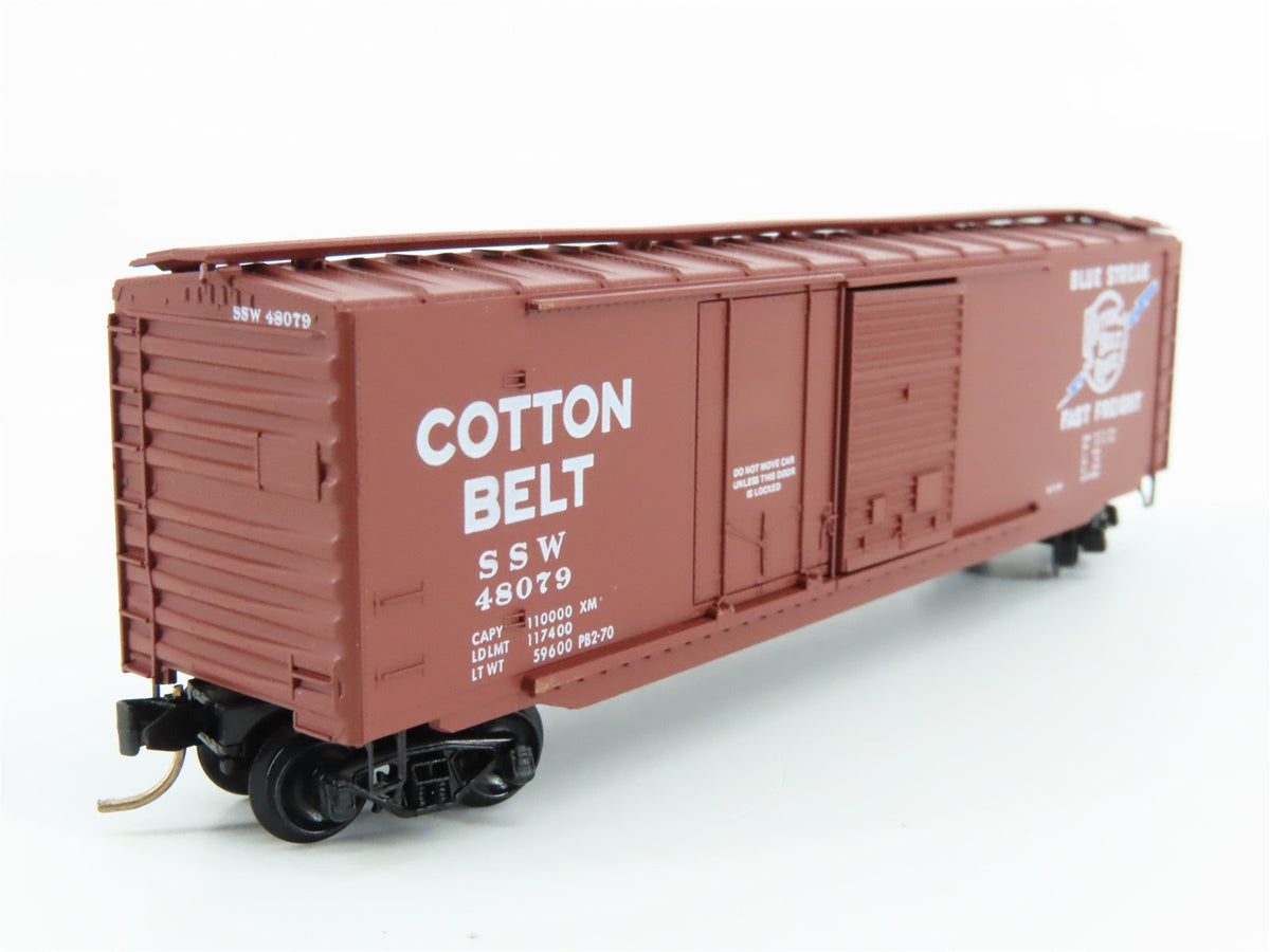 N Micro-Trains Line MTL 33060 SSW Cotton Belt &quot;Blue Streak&quot; 50&#39; Box Car #48079