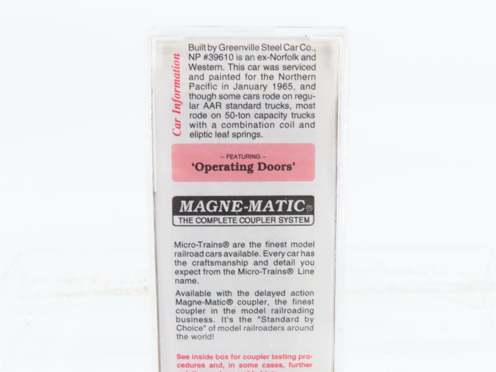 N Scale Micro-Trains Line MTL 79020 NP Northern Pacific 50' Box Car #39610