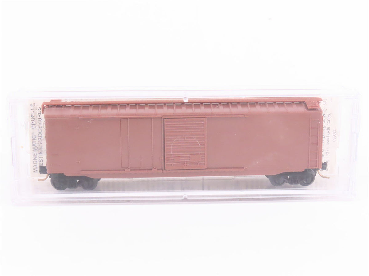 N Scale Micro-Trains MTL Undecorated Brown 50&#39; Plug &amp; Sliding Door Box Car