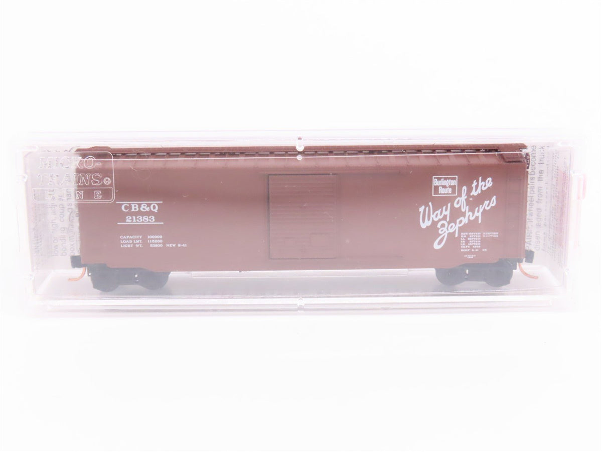 N Scale Micro-Trains MTL 31320 CB&amp;Q Way Of The Zephyrs 50&#39; Box Car #21383