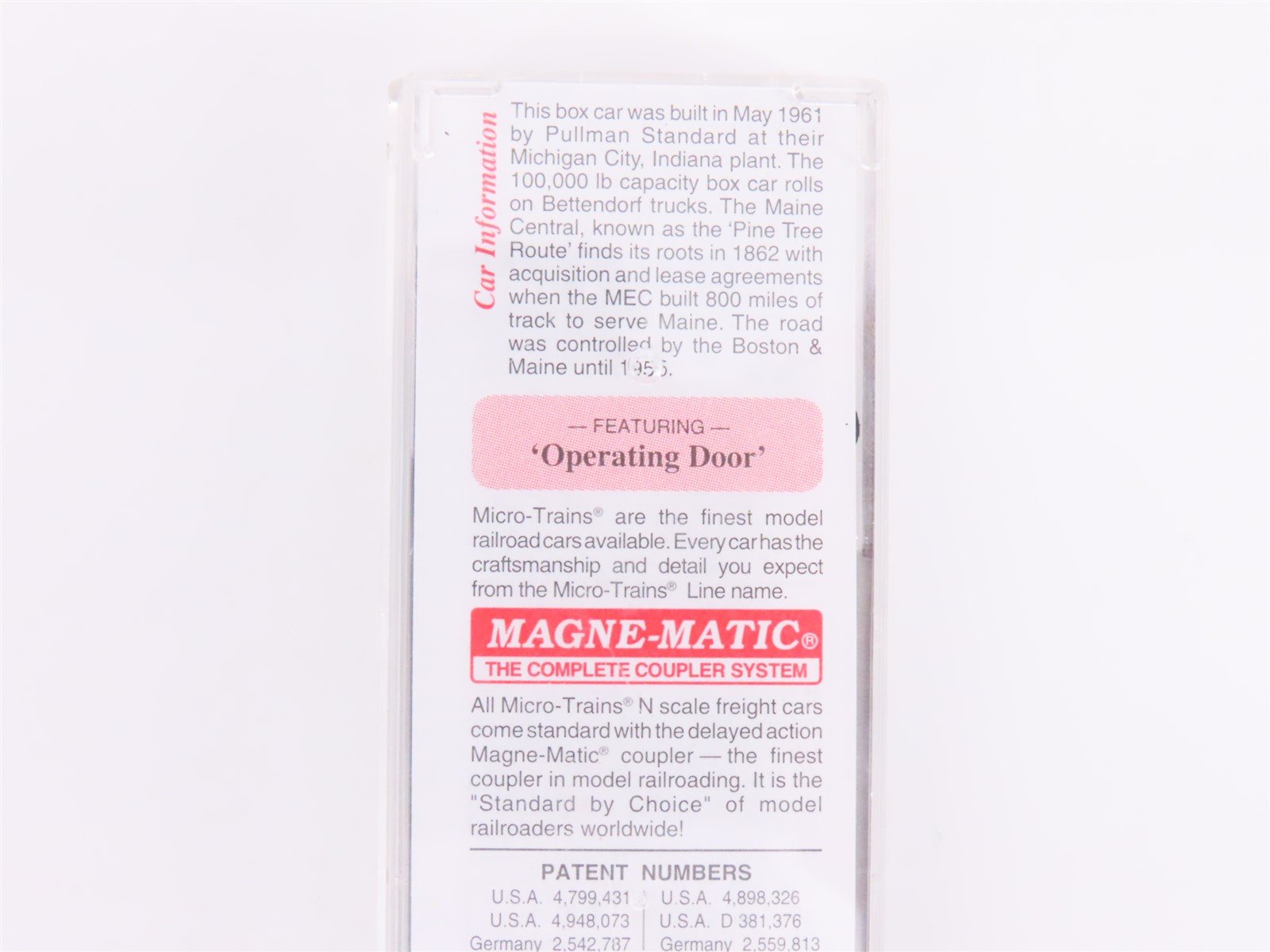 N Micro-Trains MTL 31330 MEC Maine Central Pine Tree Route 50' Box Car #9507