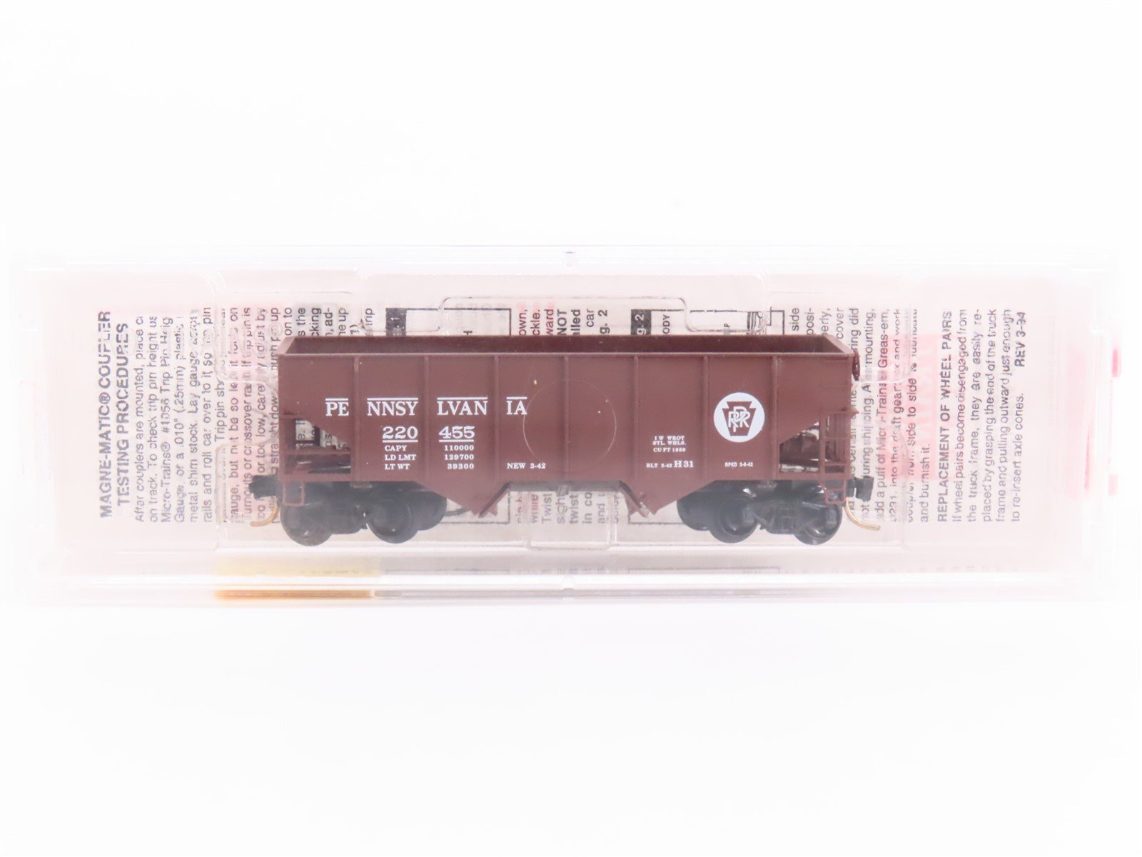 N Scale Micro-Trains MTL 56060 PRR Pennsylvania Railroad 2-Bay Hopper #220455