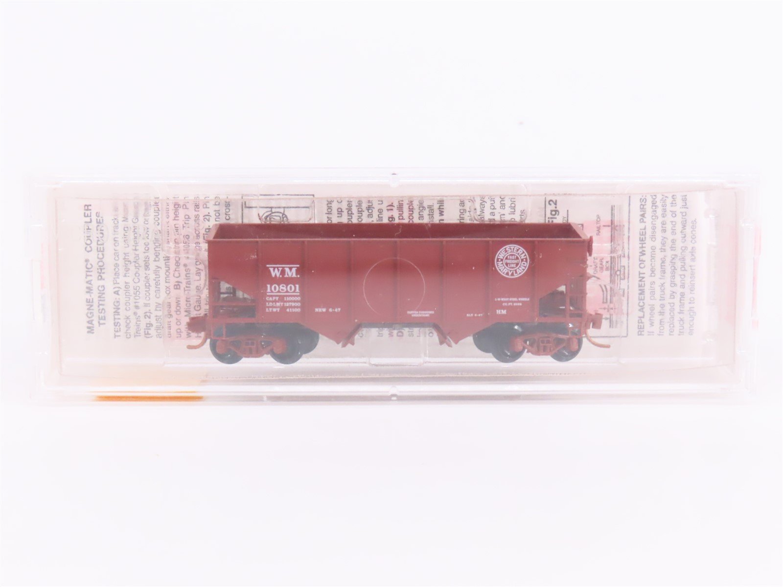 N Scale Micro-Trains MTL 56090 WM Western Maryland 2-Bay Open Hopper #10801