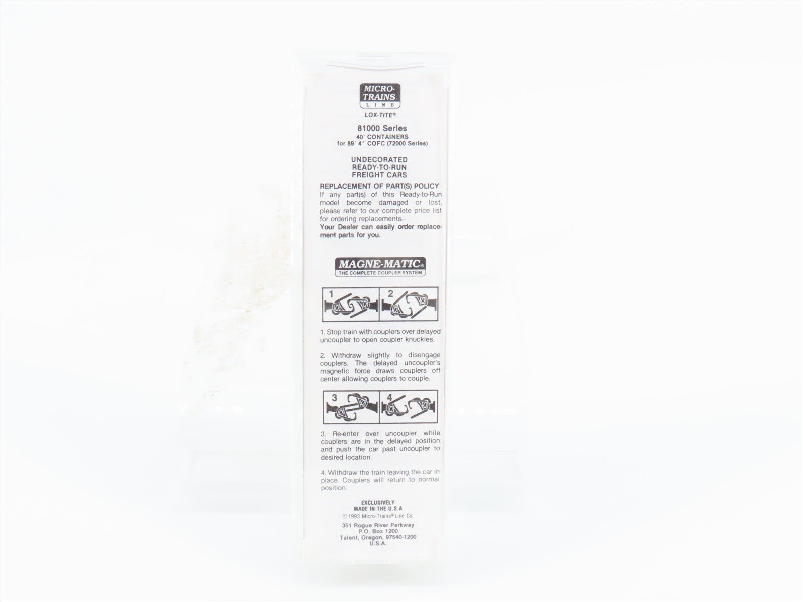 N Scale Micro-Trains MTL 81000 Undecorated 40' Container