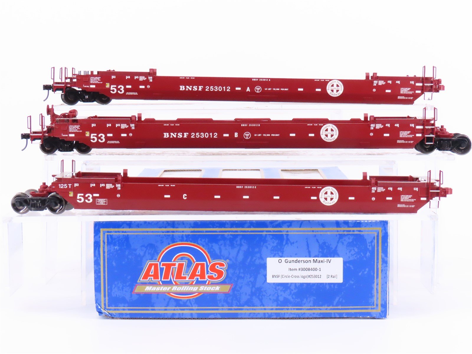 O Scale 2-Rail Atlas 3008400-1 BNSF Railway Gunderson Maxi-IV Well 3-Car Set